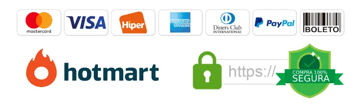Pagamento seguro processado pela Hotmart
